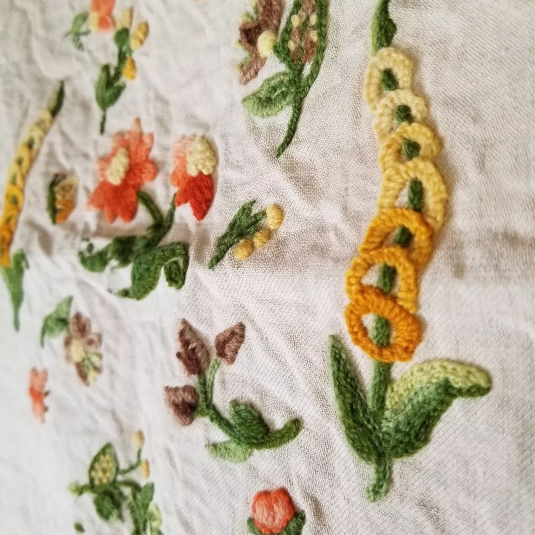 Hand Embroidered, Floral Linen