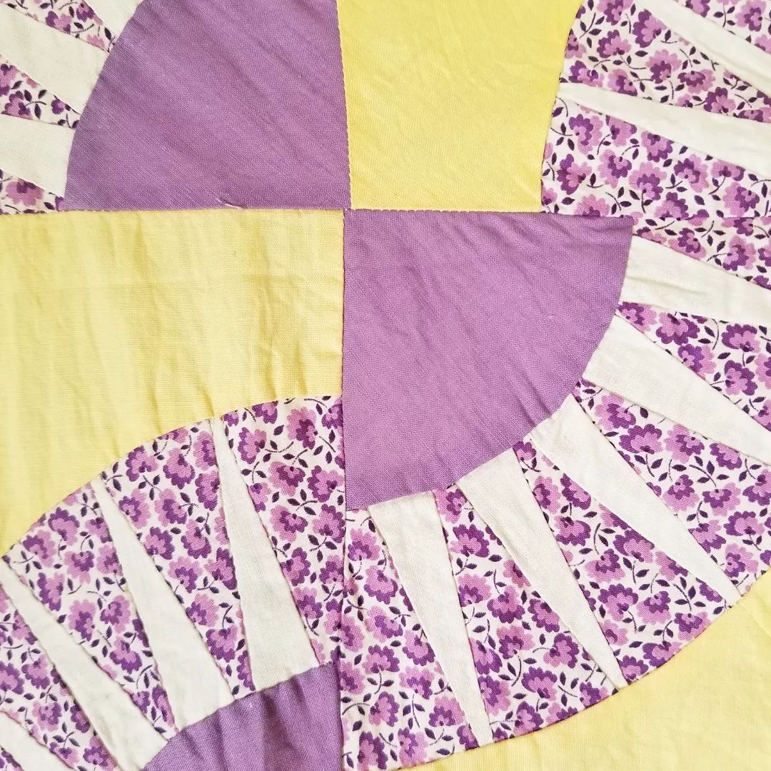 Yellow and Purple Blocked Quilt Section