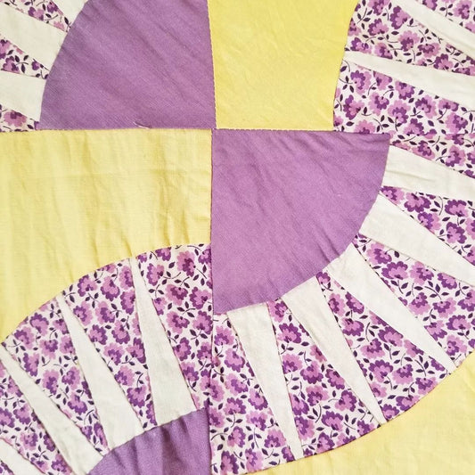 Yellow and Purple Blocked Quilt Section