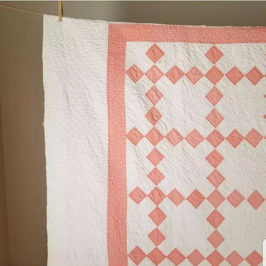 Pink and White Irish Chain Quilt 3