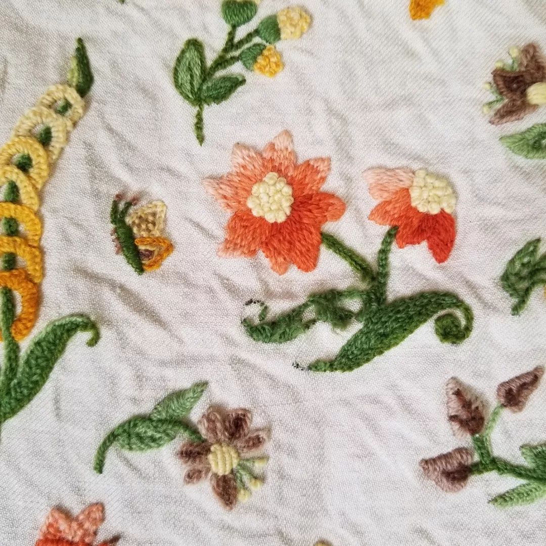 Hand Embroidered, Floral Linen