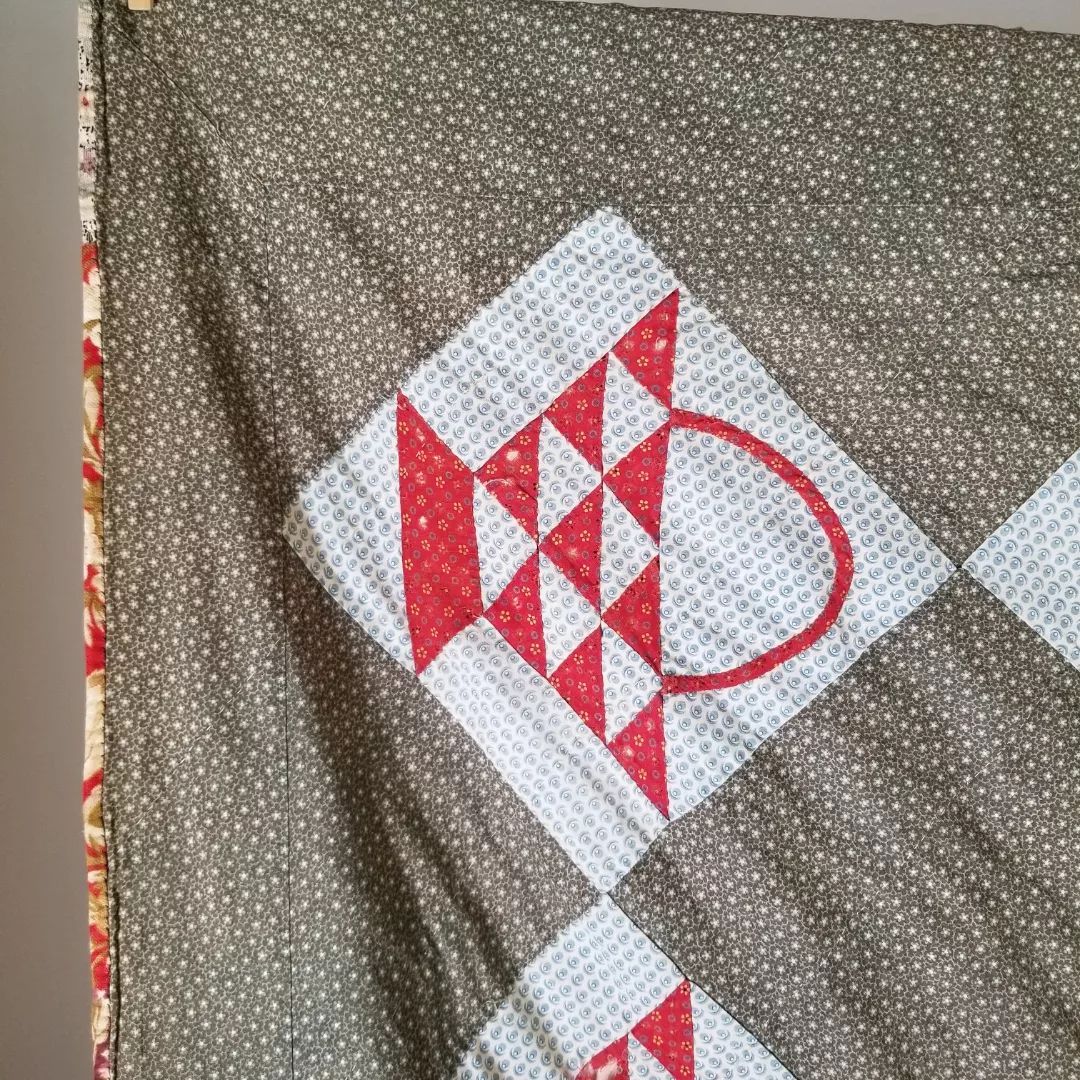Green and Red Calico Basket Quilt