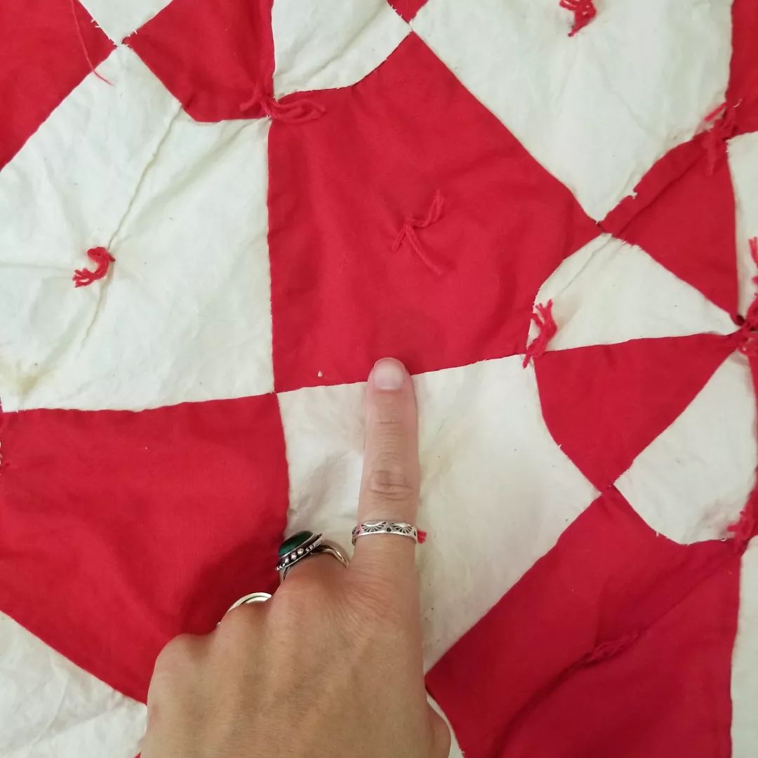 Red and White Hand Tied Quilt