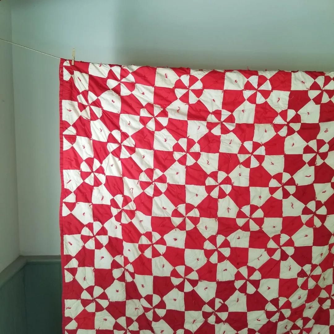 Red and White Hand Tied Quilt