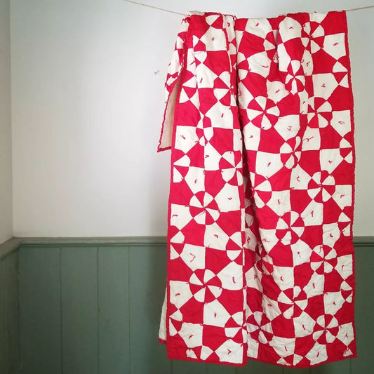 Red and White Hand Tied Quilt