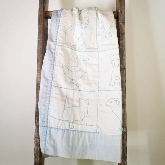 Embroidered Satin Baby Quilt