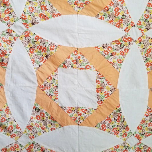 Peach and Floral, Royal Cross Quilt TOP