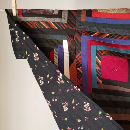 Wool, Silk and Velvet Log Cabin Quilt