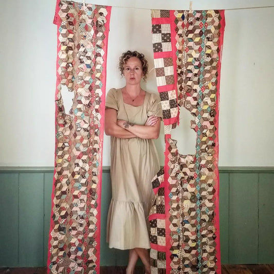 Set of 2 Hand Pieced Quilt Sections