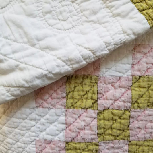 Pink and Green Irish Chain Quilt