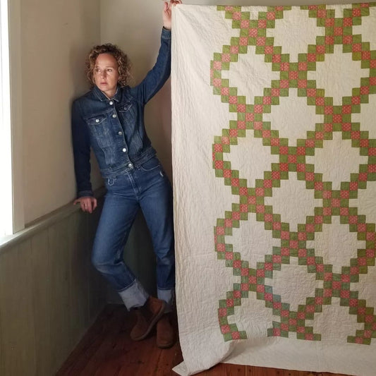Pink and Green Irish Chain Quilt 2