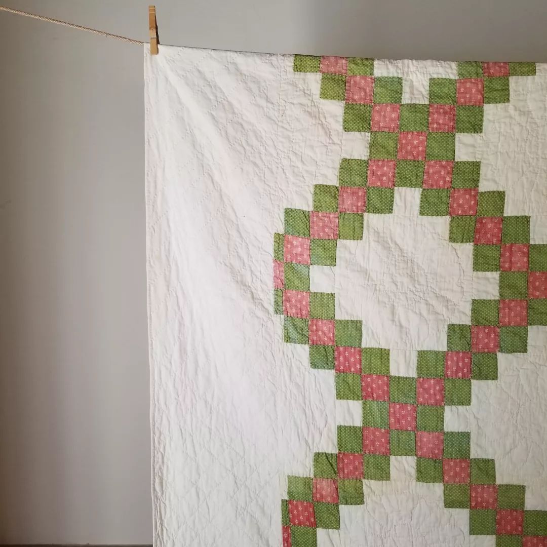 Pink and Green Irish Chain Quilt 2