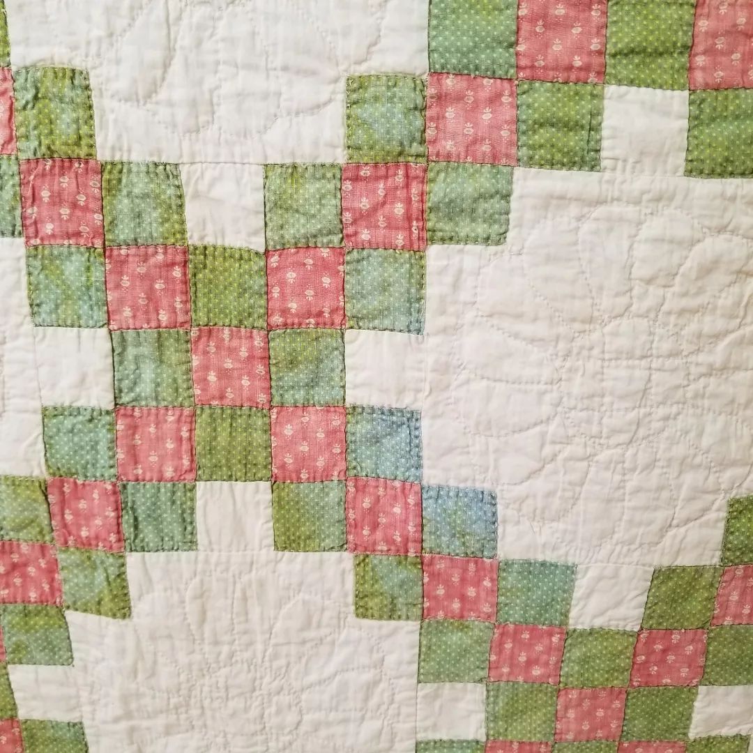 Pink and Green Irish Chain Quilt 2