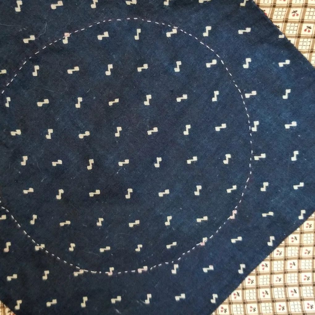 Unquilted Indigo and Cherry Coverlet