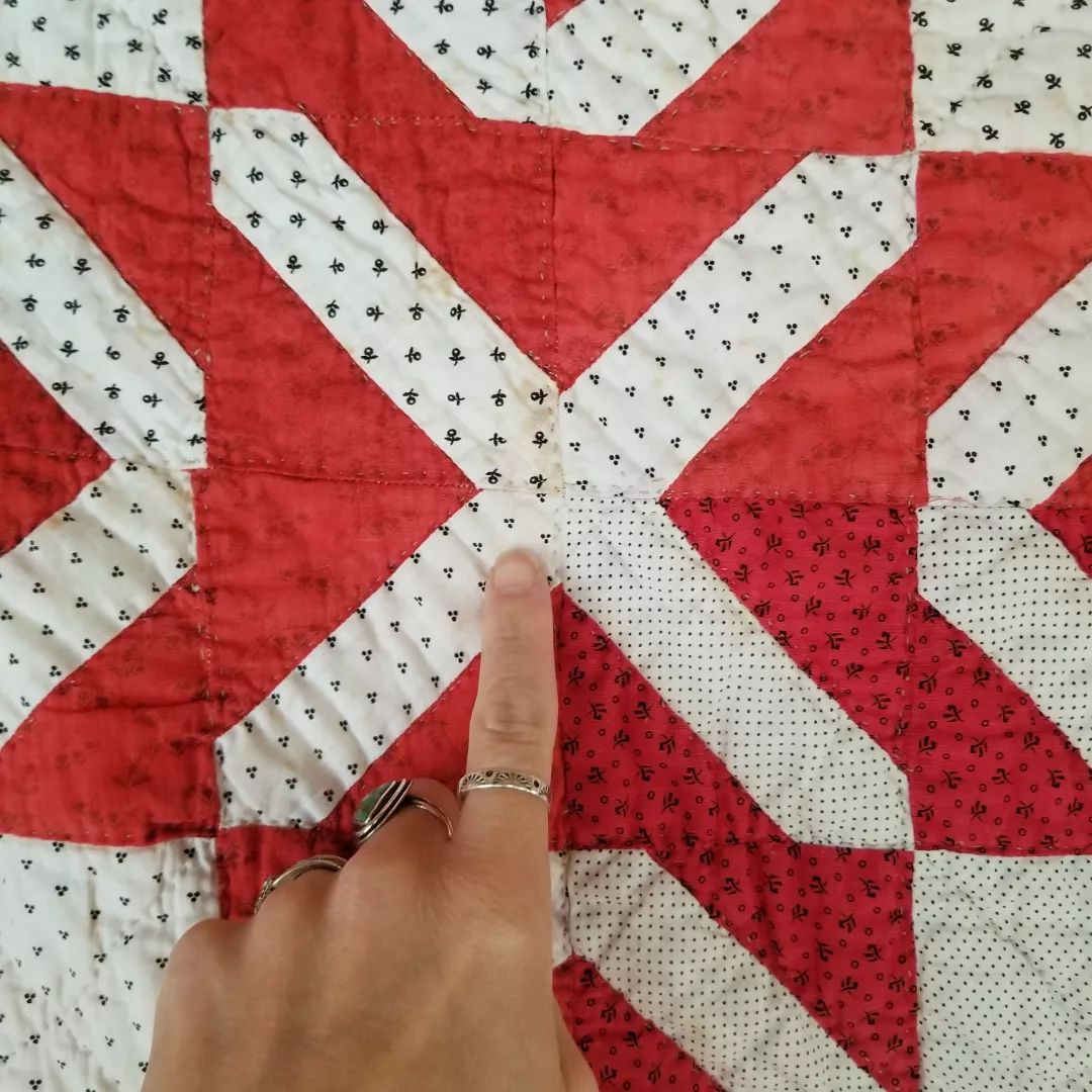 X and Os Red and Floral Quilt