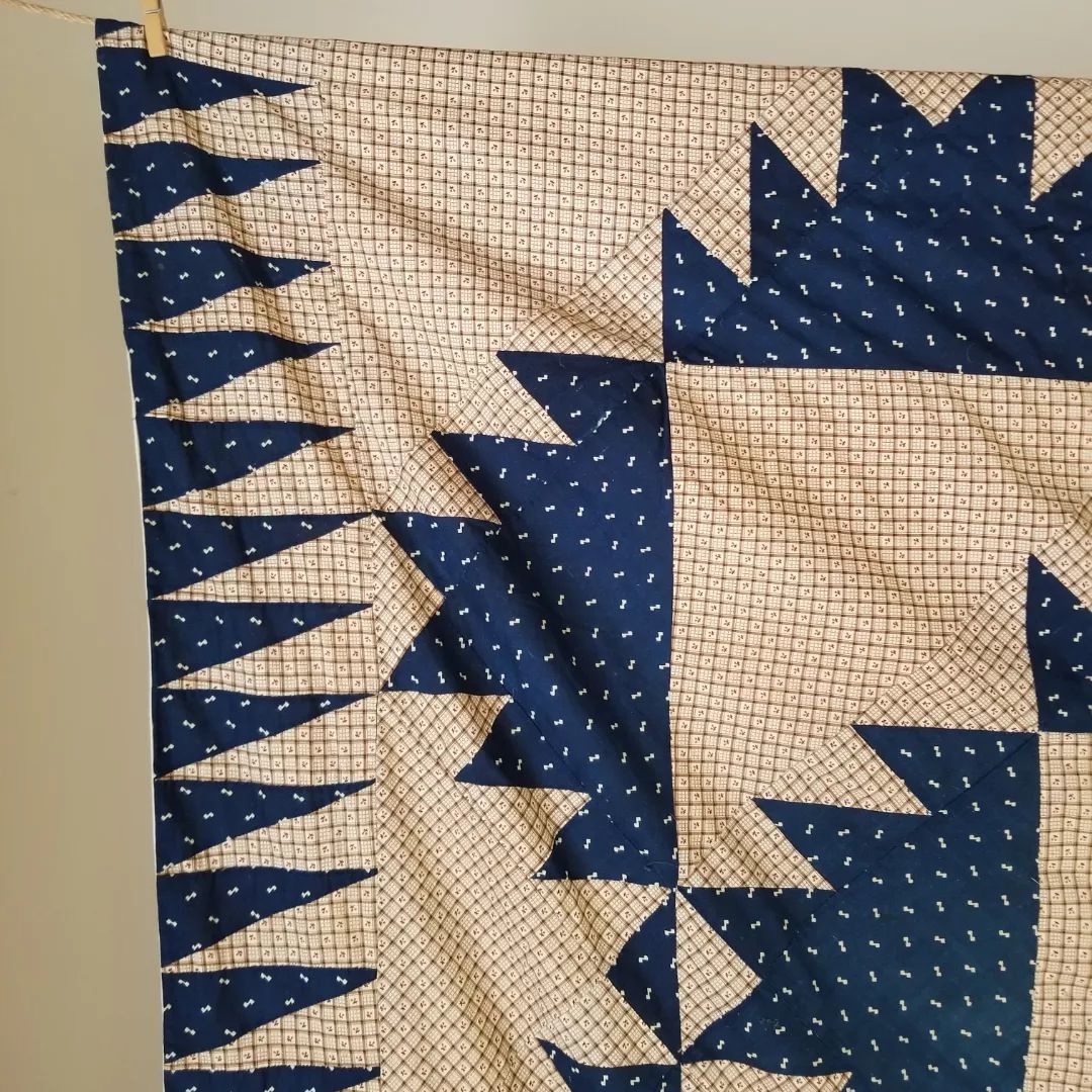 Unquilted Indigo and Cherry Coverlet
