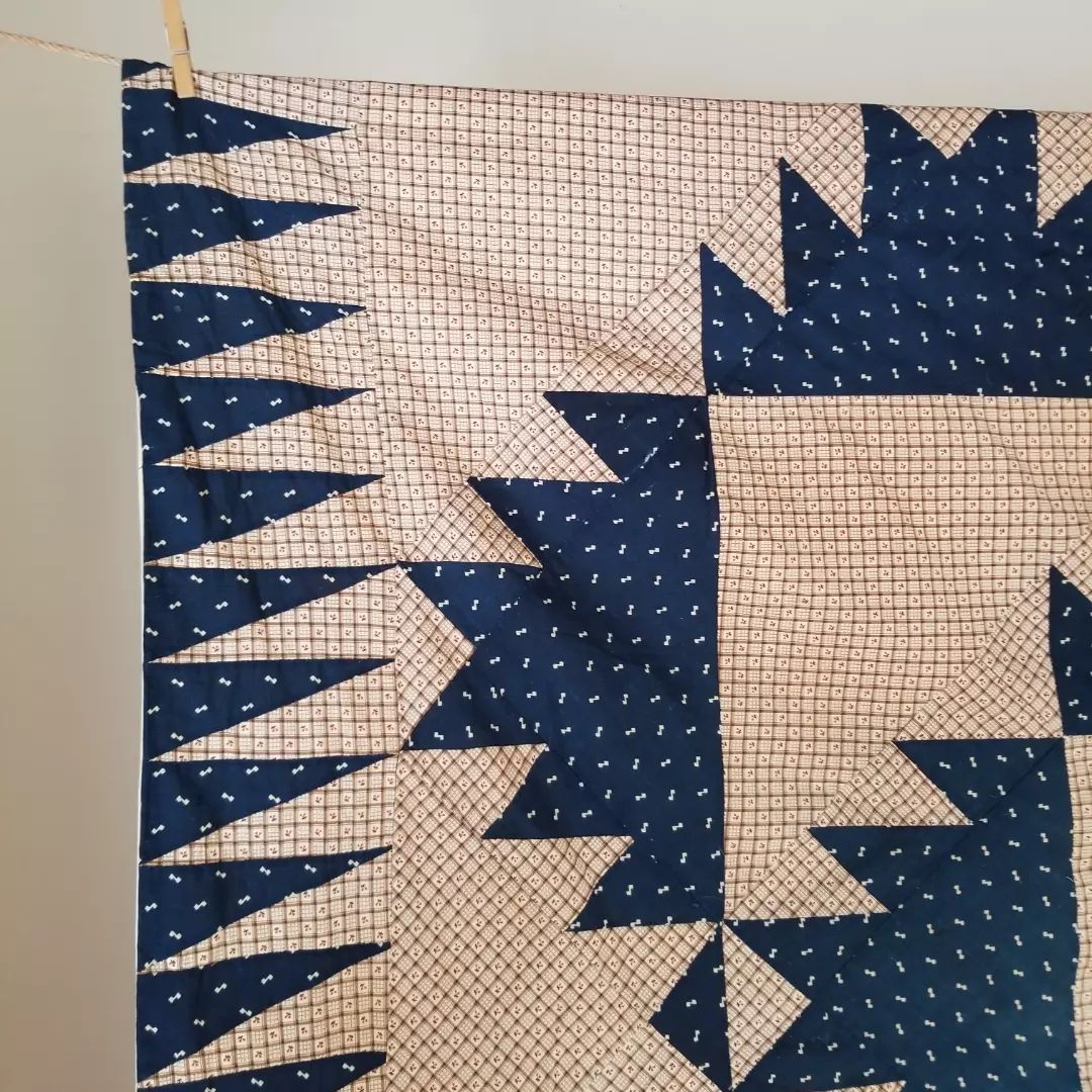 Unquilted Indigo and Cherry Coverlet