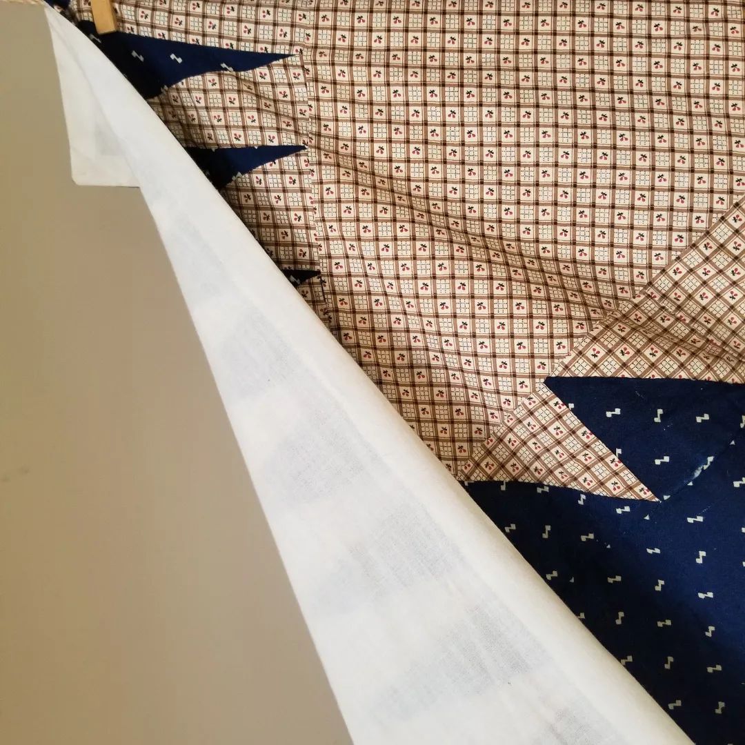 Unquilted Indigo and Cherry Coverlet