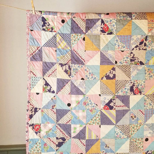Half Triangle Feed Sack Quilt