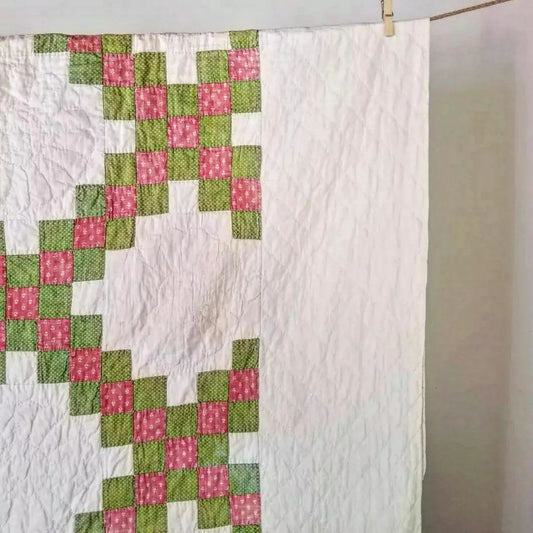 Pink and Green Irish Chain Quilt