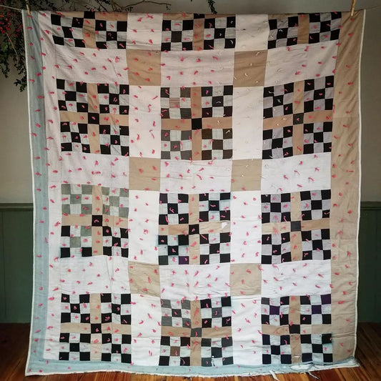 Hand Tied Feed Sack Quilt