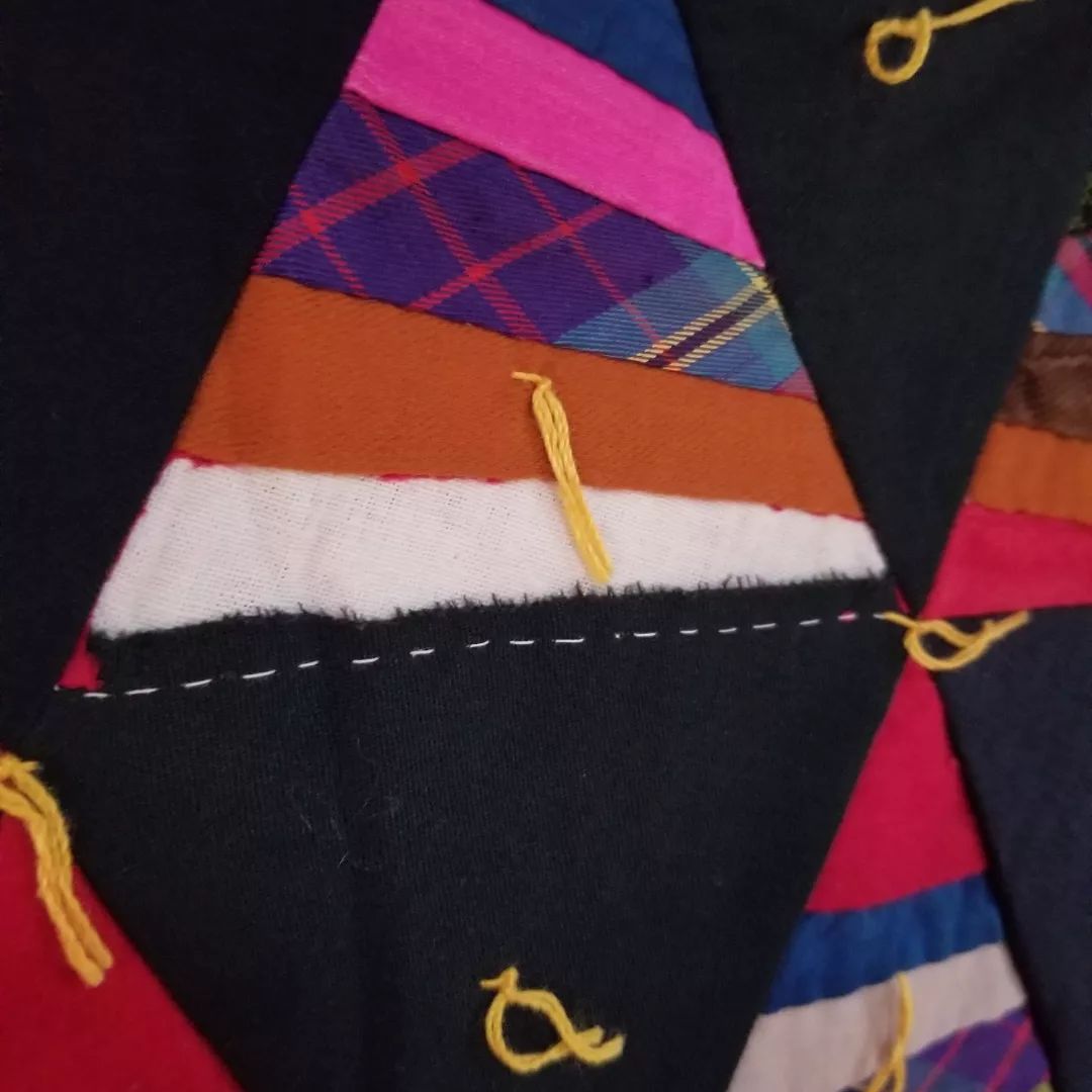 Hand Tied Triangle Quilt