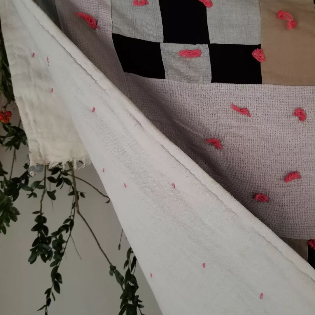 Hand Tied Feed Sack Quilt