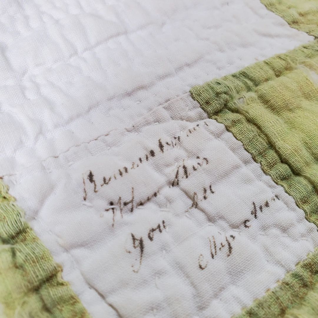 Green and Cream Irish Chain Quilt