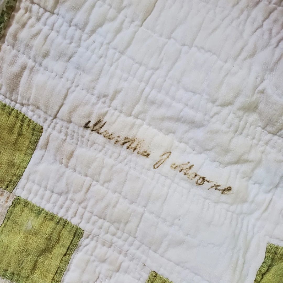 Green and Cream Irish Chain Quilt