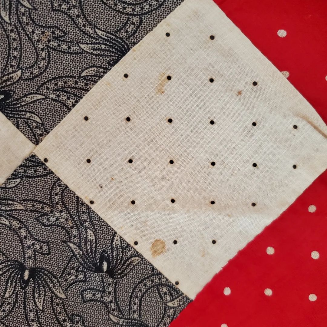 Red white and Indigo 9 Patch Quilt