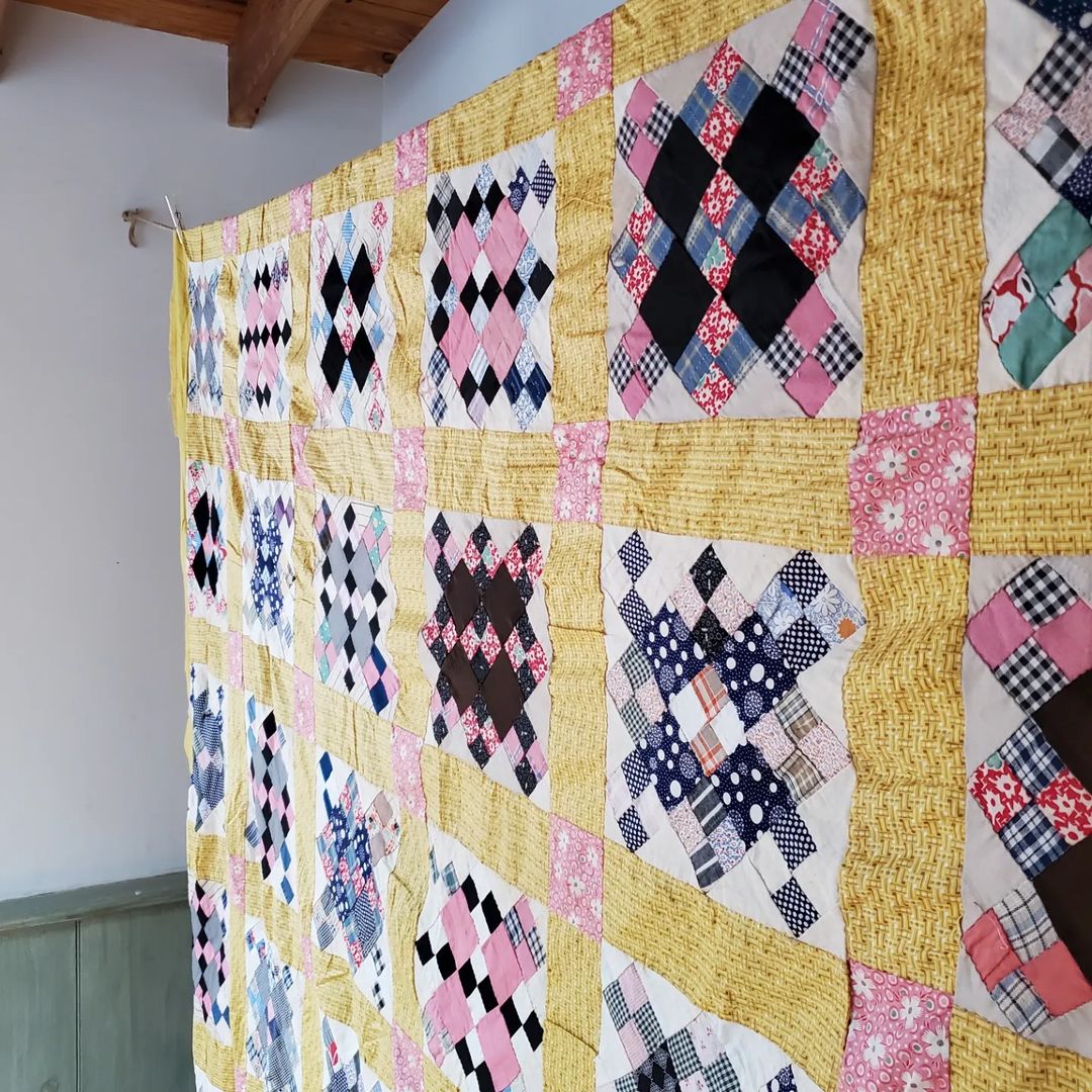 Yellow Sashing Quilt Top