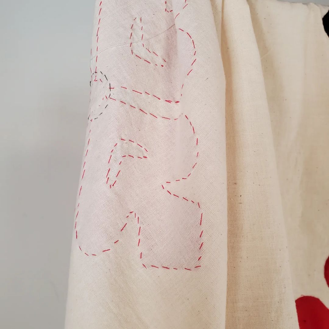 Black and Red Applique Quilt Top