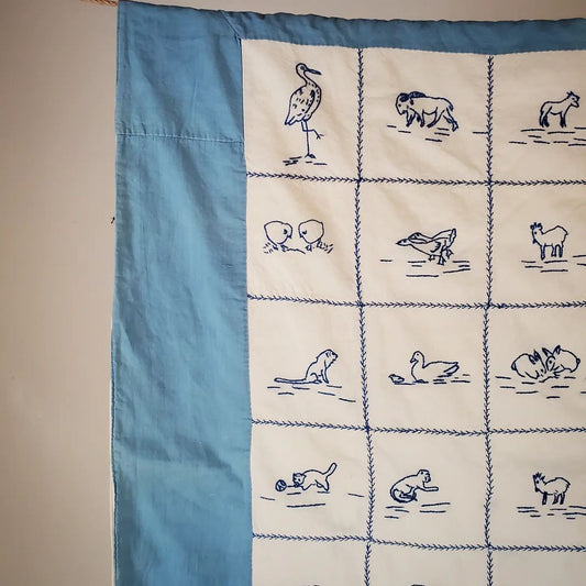 Blue Work Crib Quilt