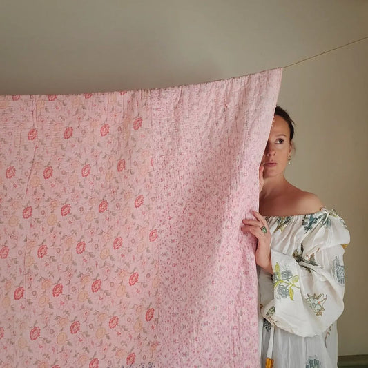 Pink Flour Sack Quilt
