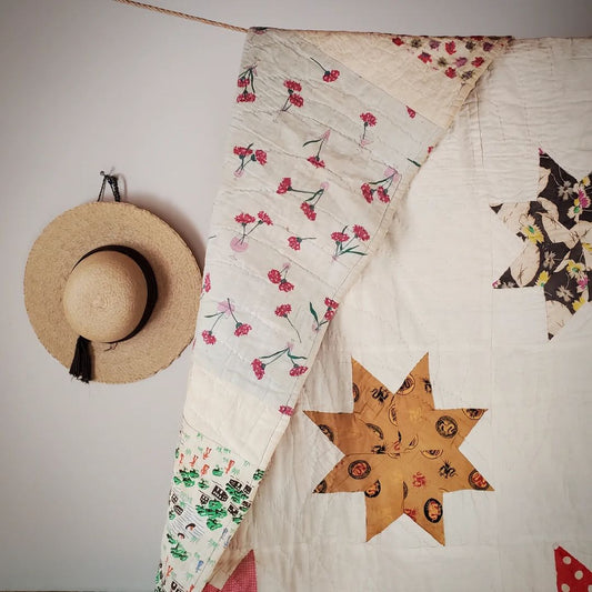 8 Point Star Sack Cloth Quilt