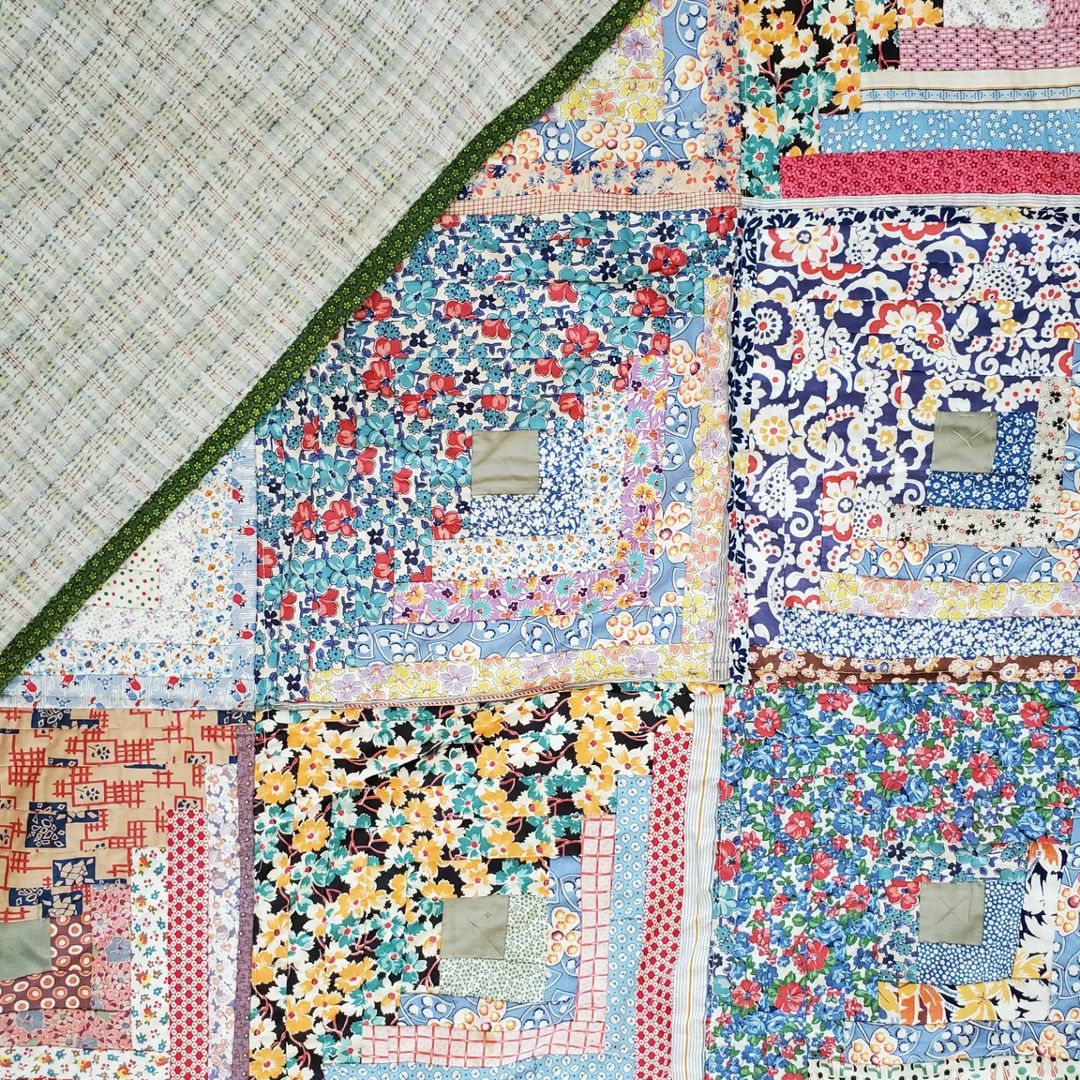 Floral Log Cabin Quilt