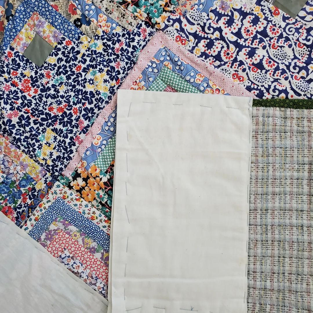 Floral Log Cabin Quilt