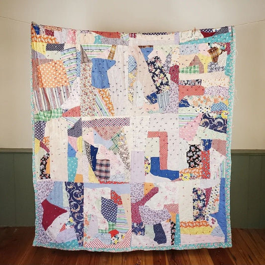 Crazy Sack Cloth Quilt