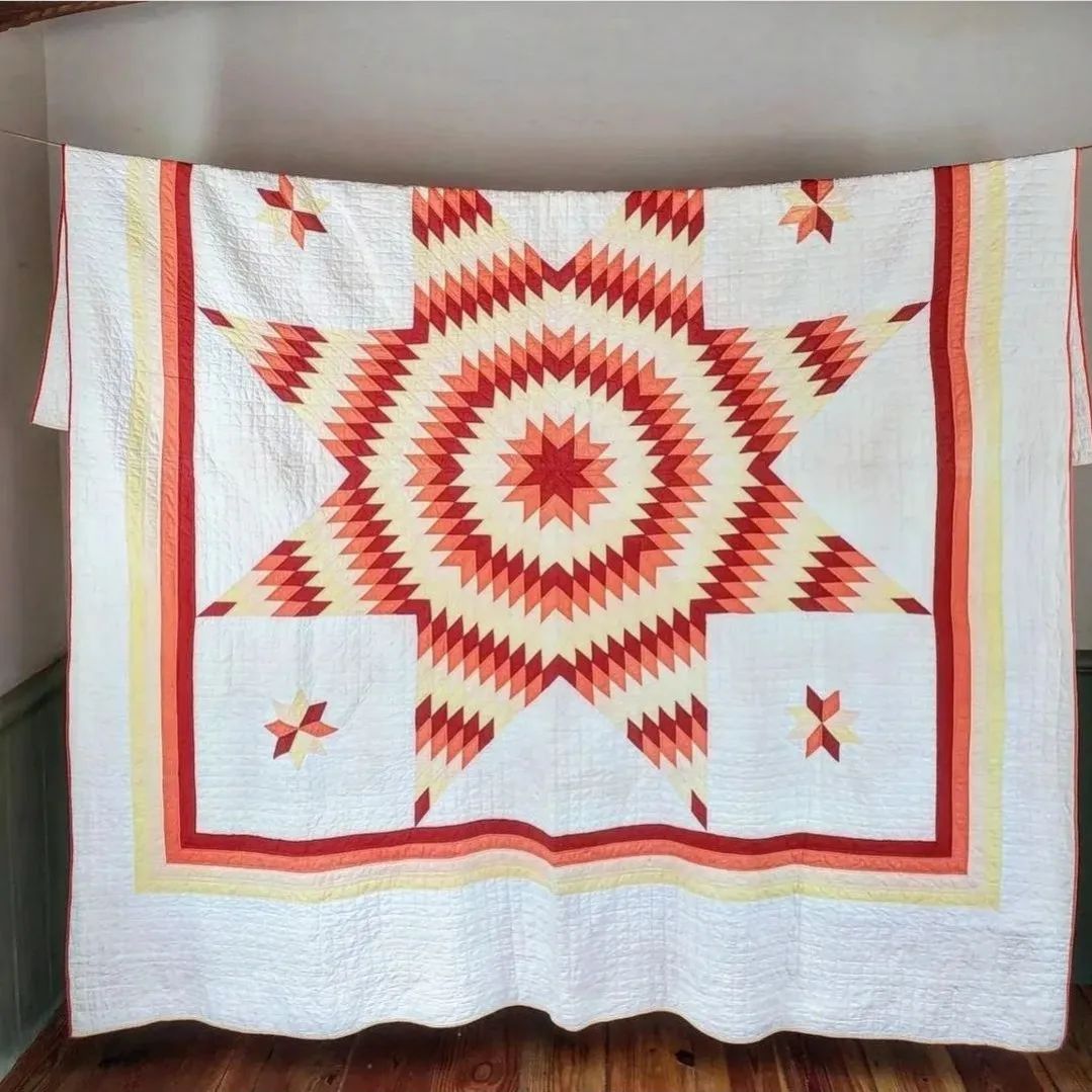 Red, Orange, Yellow Lone Star Quilt