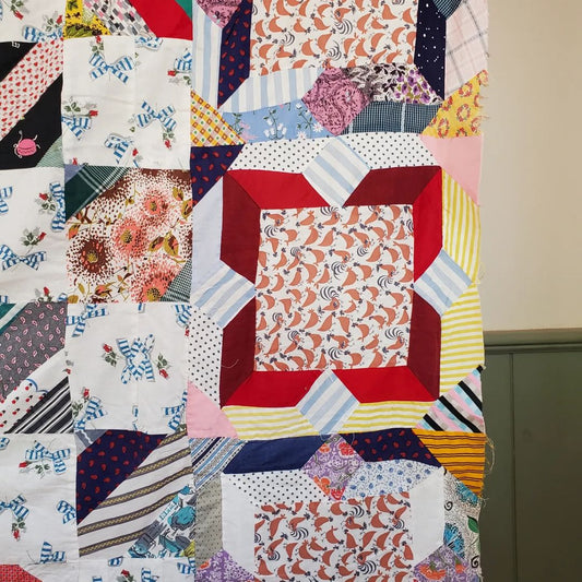 Sugar Hens and Shirting Quilt Top