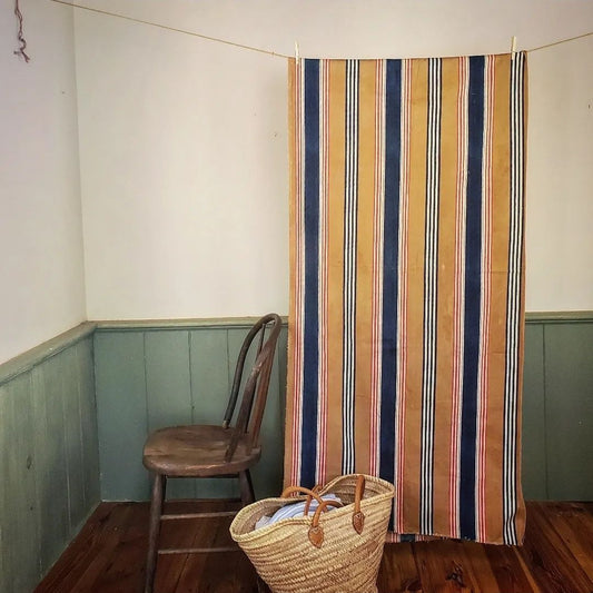 Caramel, Red & Navy French Ticking