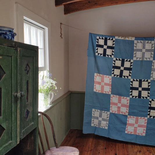 Blue and White Shirting Quilt Top