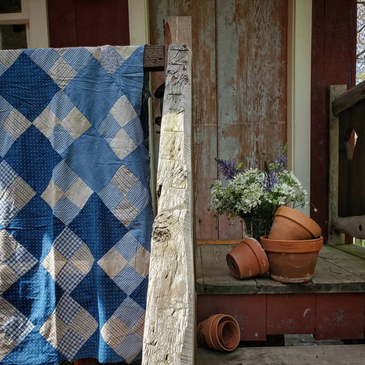 Blues 4 Patch Quilt Top