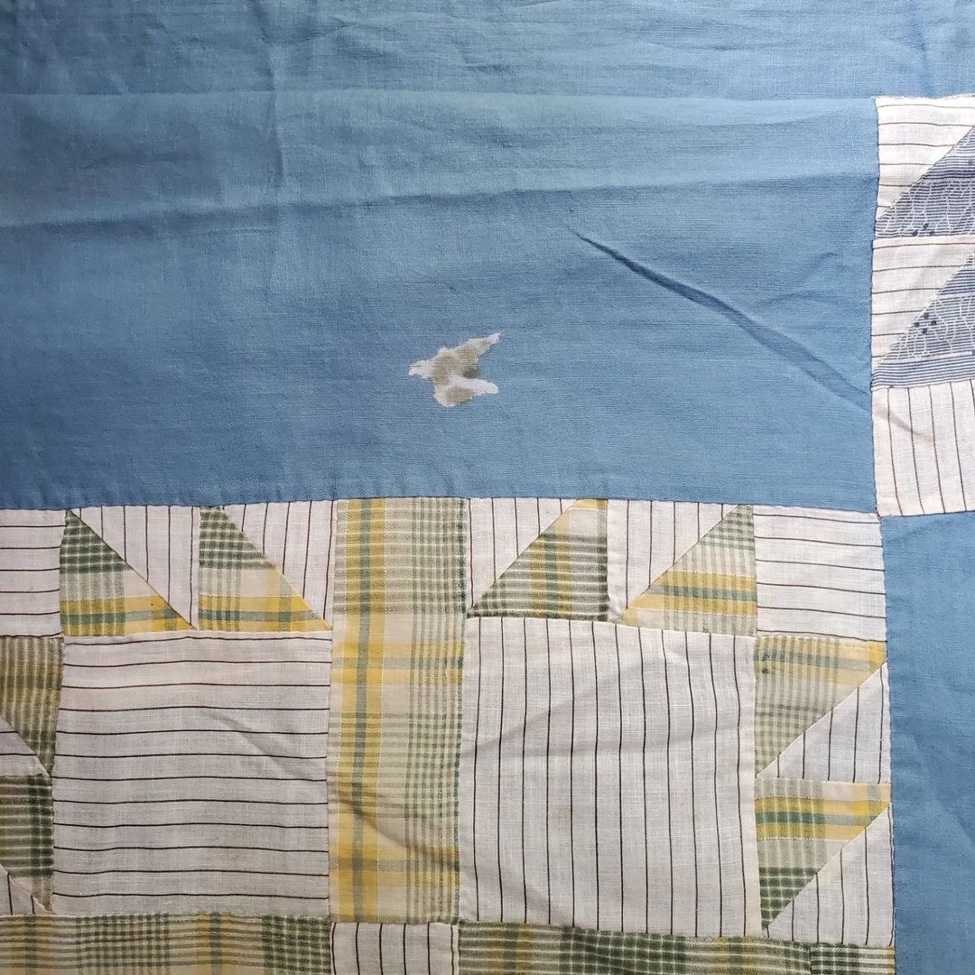 Blue and White Shirting Quilt Top
