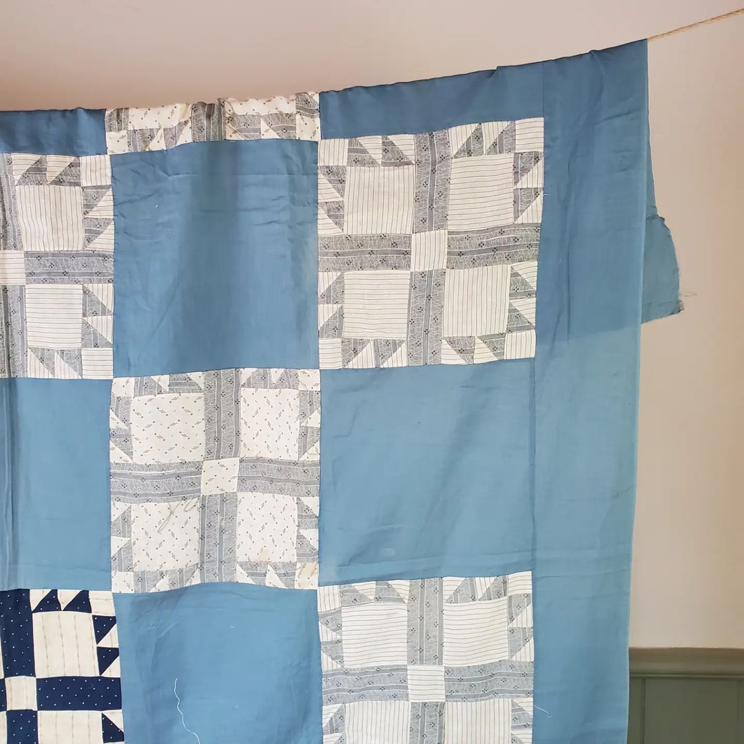 Blue and White Shirting Quilt Top