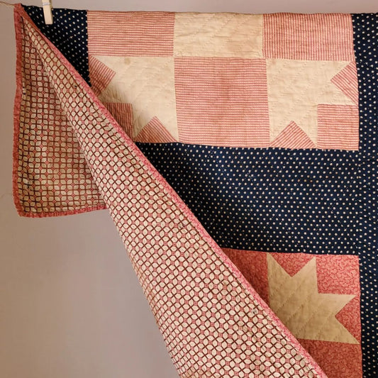 Navy and Double Pink Paw Quilt