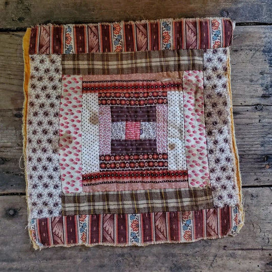 Madder Log Cabin Quilt Block