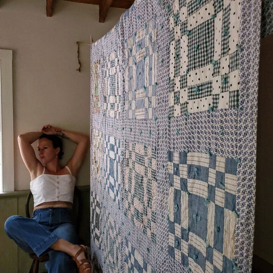 Hand Tied Blue Quilt