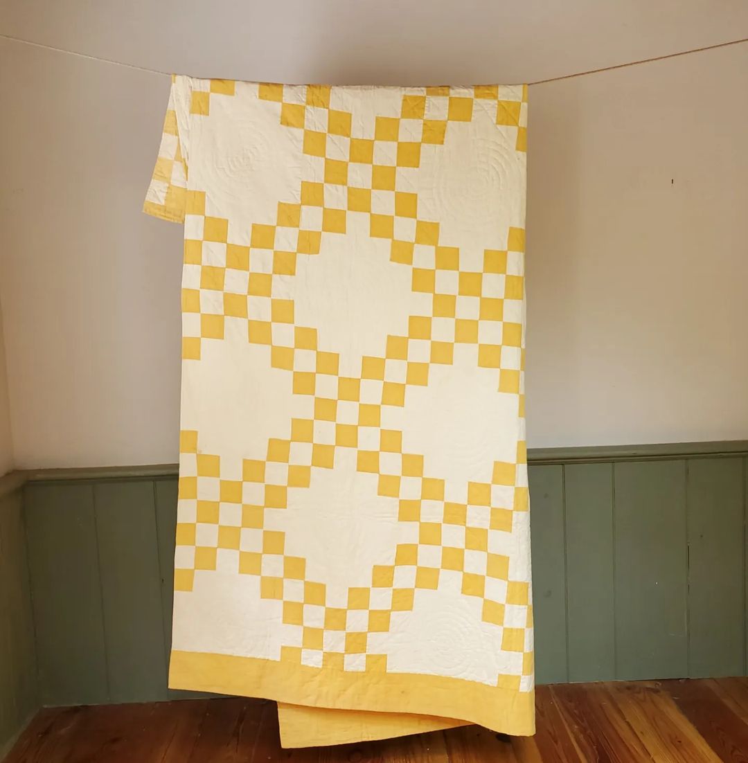 Vanilla and Yellow Irish Chain Quilt