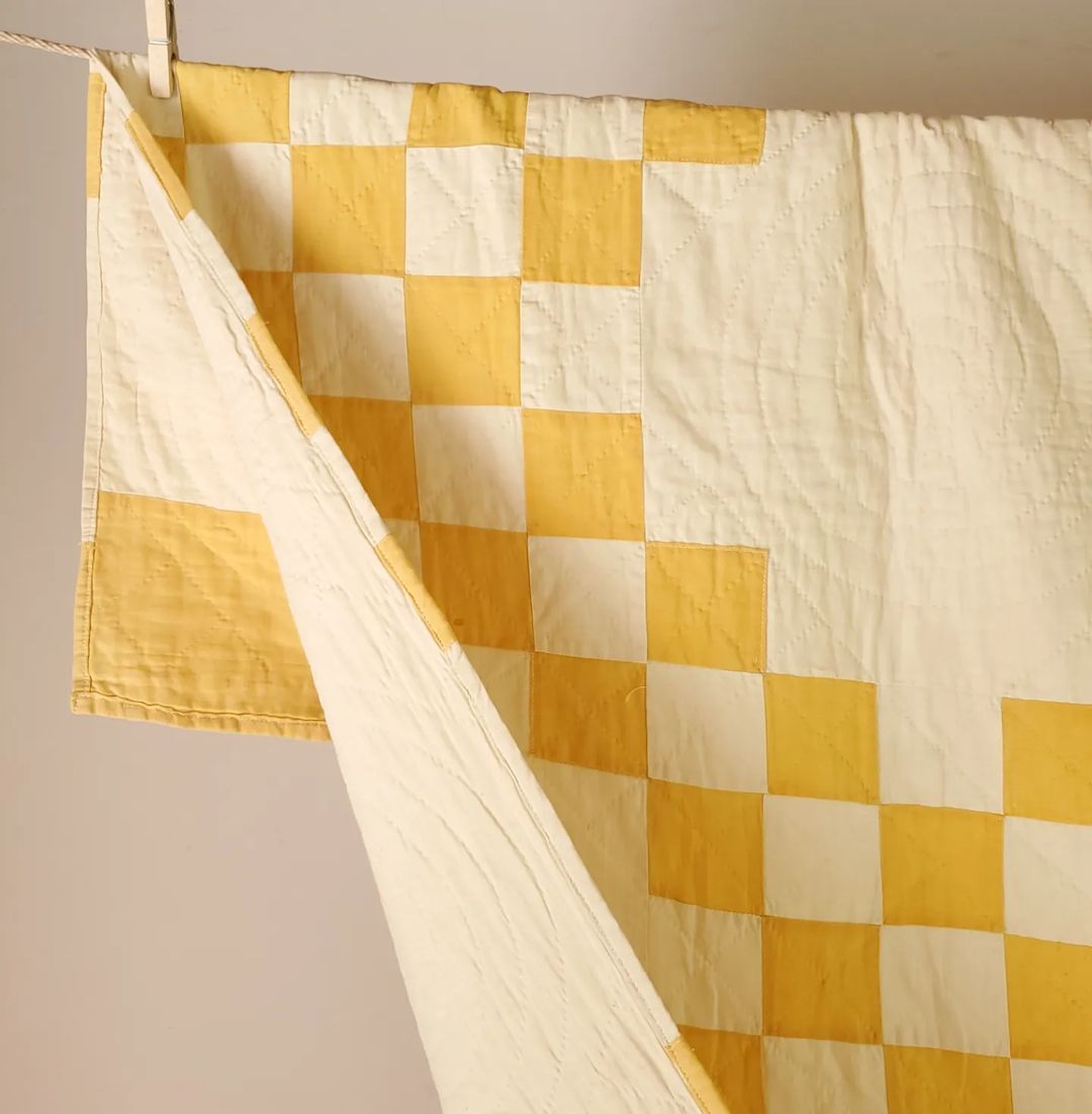 Vanilla and Yellow Irish Chain Quilt
